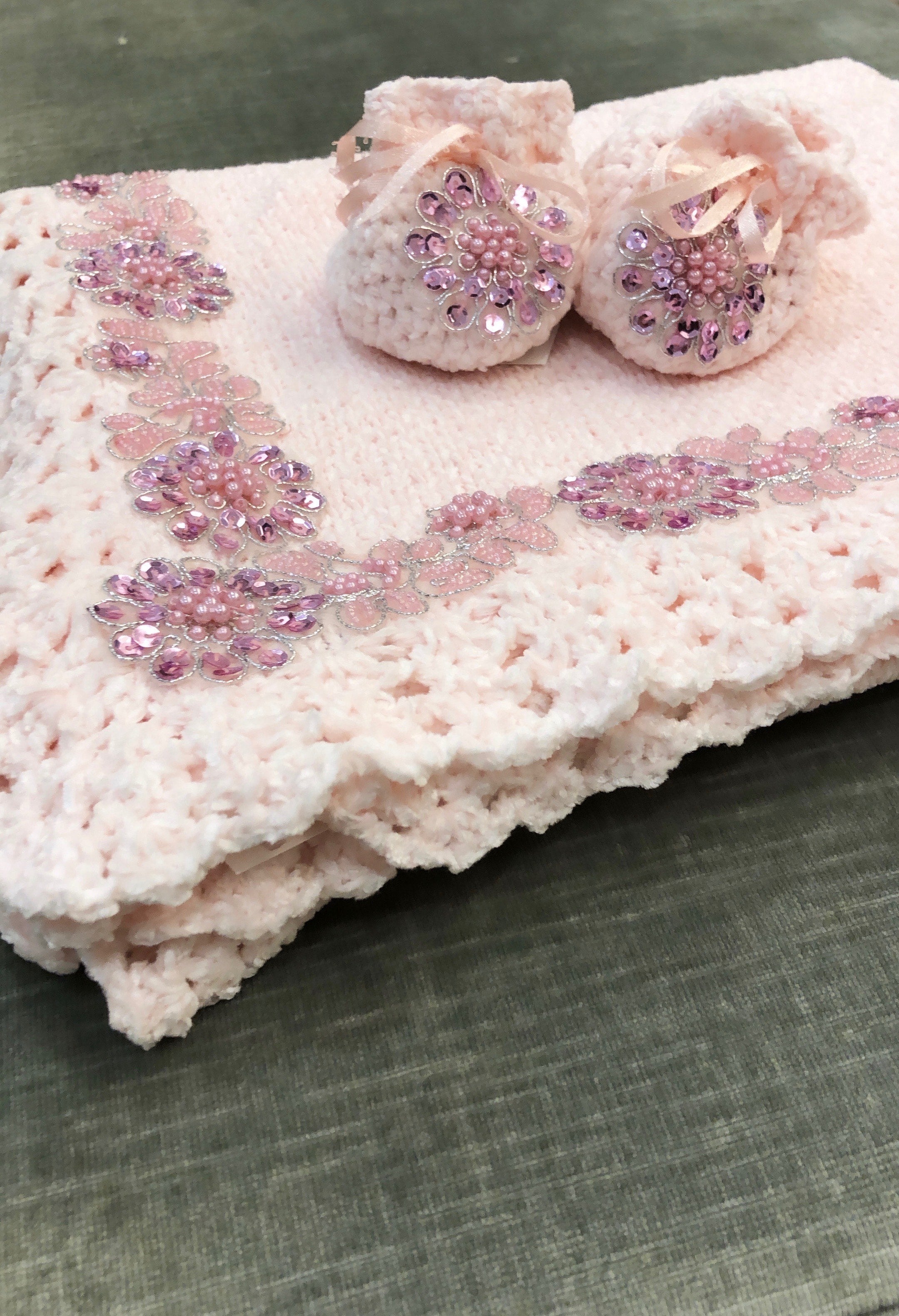 Pink Crochet With Applique Set